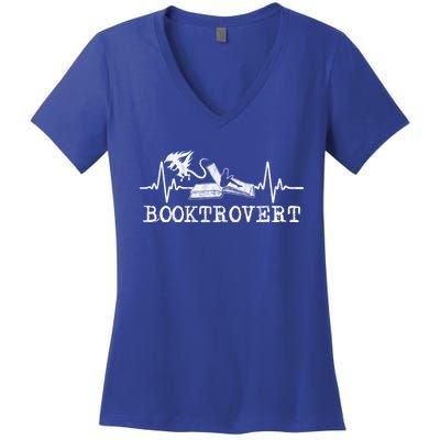 Booktrovert Dragons Book Lover Reading Great Gift Women's V-Neck T-Shirt