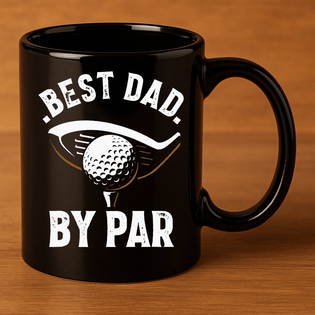Best Dad by Par Funny Golf Player Father's Day 11oz C Handle Ceramic Mug