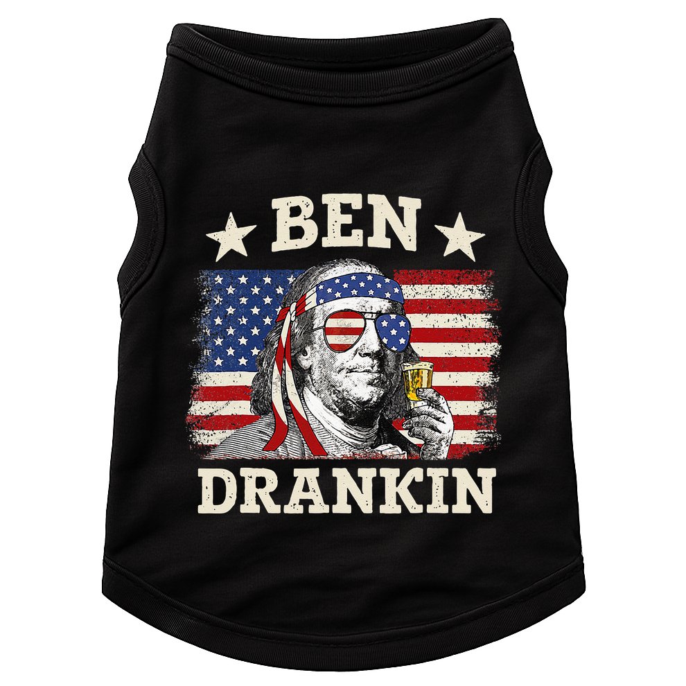 Ben Drankin Benjamin Franklin 4th Of July Funny Drinking Doggie Tank