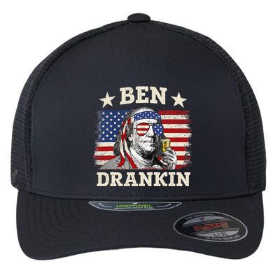 Ben Drankin Benjamin Franklin 4th Of July Funny Drinking Flexfit Unipanel Trucker Cap