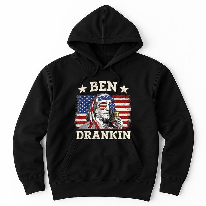Ben Drankin Benjamin Franklin 4th Of July Funny Drinking Hoodie