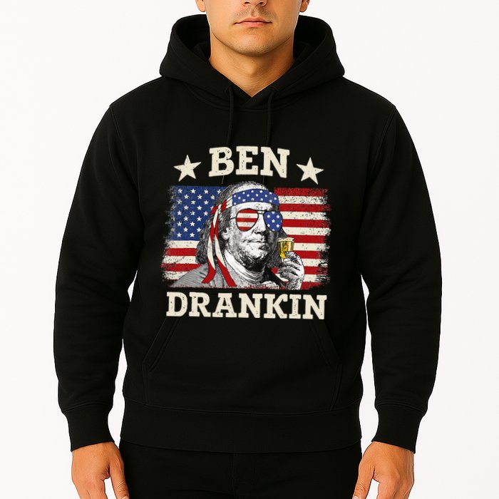 Ben Drankin Benjamin Franklin 4th Of July Funny Drinking Hoodie