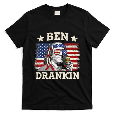 Ben Drankin Benjamin Franklin 4th Of July Funny Drinking T-Shirt