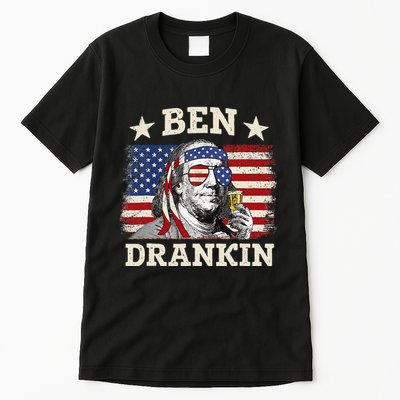 Ben Drankin Benjamin Franklin 4th Of July Funny Drinking Tall T-Shirt