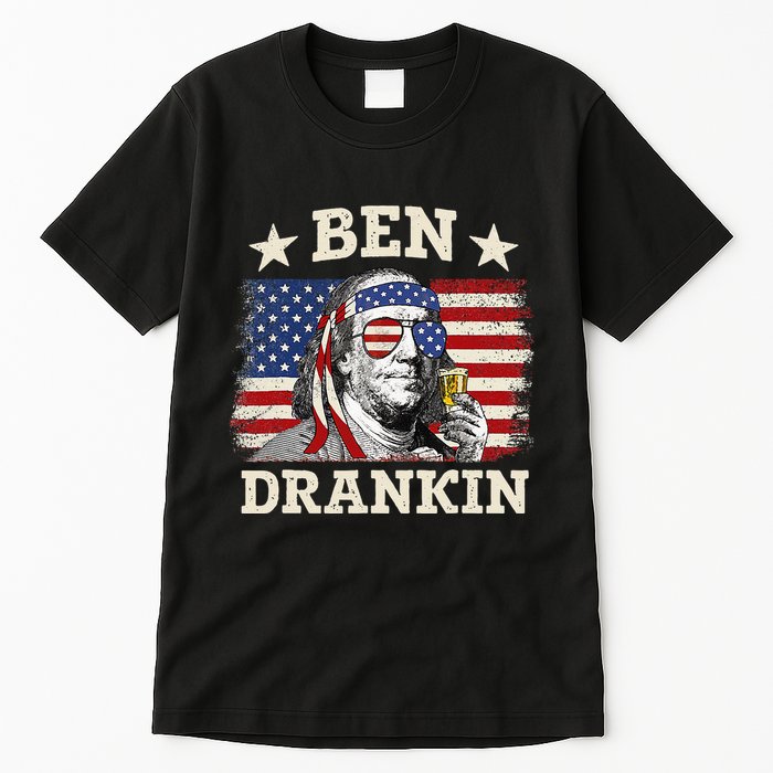 Ben Drankin Benjamin Franklin 4th Of July Funny Drinking Tall T-Shirt