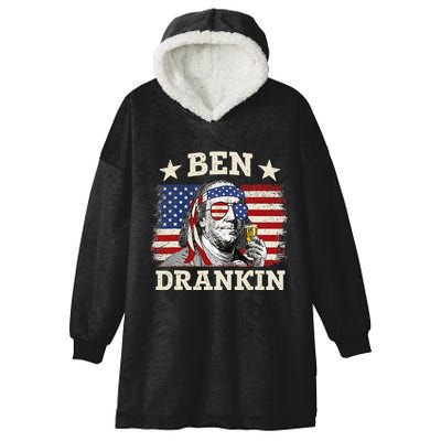 Ben Drankin Benjamin Franklin 4th Of July Funny Drinking Hooded Wearable Blanket