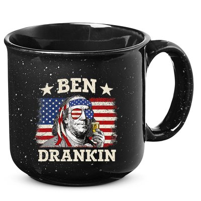 Ben Drankin Benjamin Franklin 4th Of July Funny Drinking 15oz Campfire Ceramic Mug