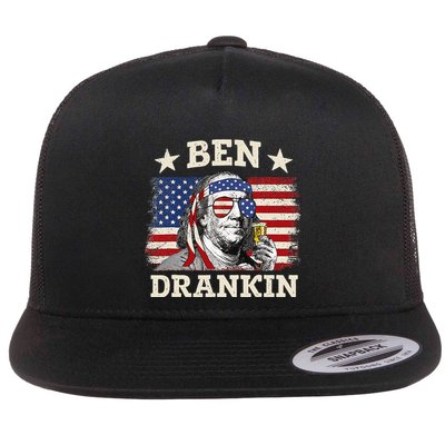 Ben Drankin Benjamin Franklin 4th Of July Funny Drinking Flatbill Hat