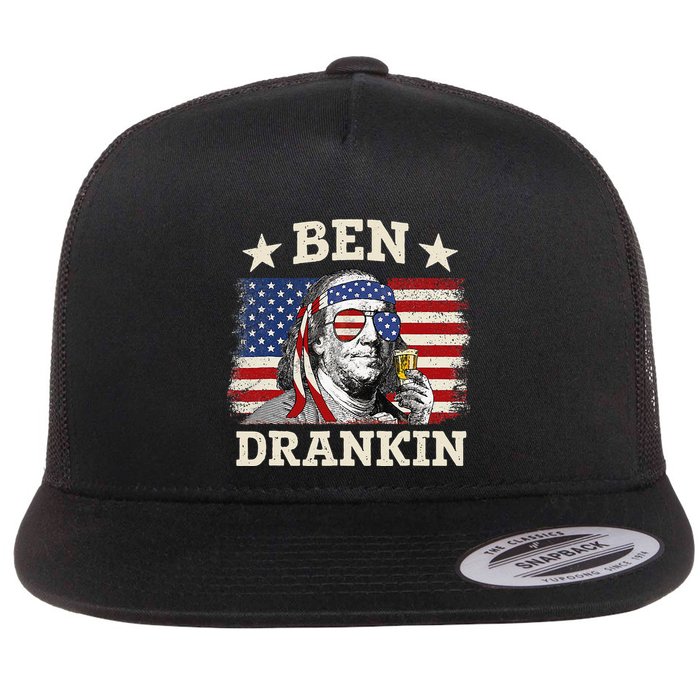 Ben Drankin Benjamin Franklin 4th Of July Funny Drinking Flatbill Hat