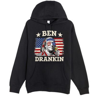 Ben Drankin Benjamin Franklin 4th Of July Funny Drinking Premium Pullover Hoodie