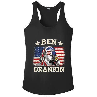 Ben Drankin Benjamin Franklin 4th Of July Funny Drinking Ladies PosiCharge Competitor Racerback Tank