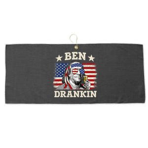 Ben Drankin Benjamin Franklin 4th Of July Funny Drinking Large Microfiber Waffle Golf Towel