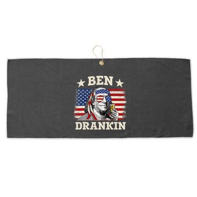 Ben Drankin Benjamin Franklin 4th Of July Funny Drinking Large Microfiber Waffle Golf Towel