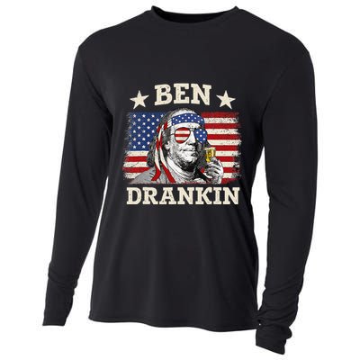 Ben Drankin Benjamin Franklin 4th Of July Funny Drinking Cooling Performance Long Sleeve Crew