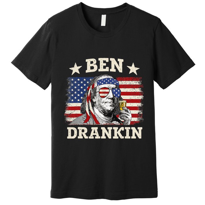 Ben Drankin Benjamin Franklin 4th Of July Funny Drinking Premium T-Shirt