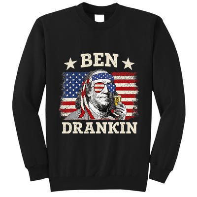 Ben Drankin Benjamin Franklin 4th Of July Funny Drinking Tall Sweatshirt