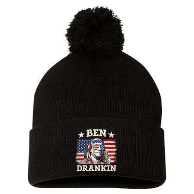 Ben Drankin Benjamin Franklin 4th Of July Funny Drinking Pom Pom 12in Knit Beanie