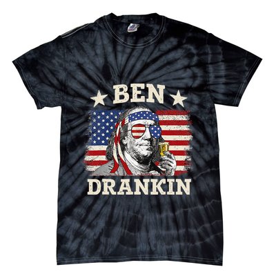 Ben Drankin Benjamin Franklin 4th Of July Funny Drinking Tie-Dye T-Shirt