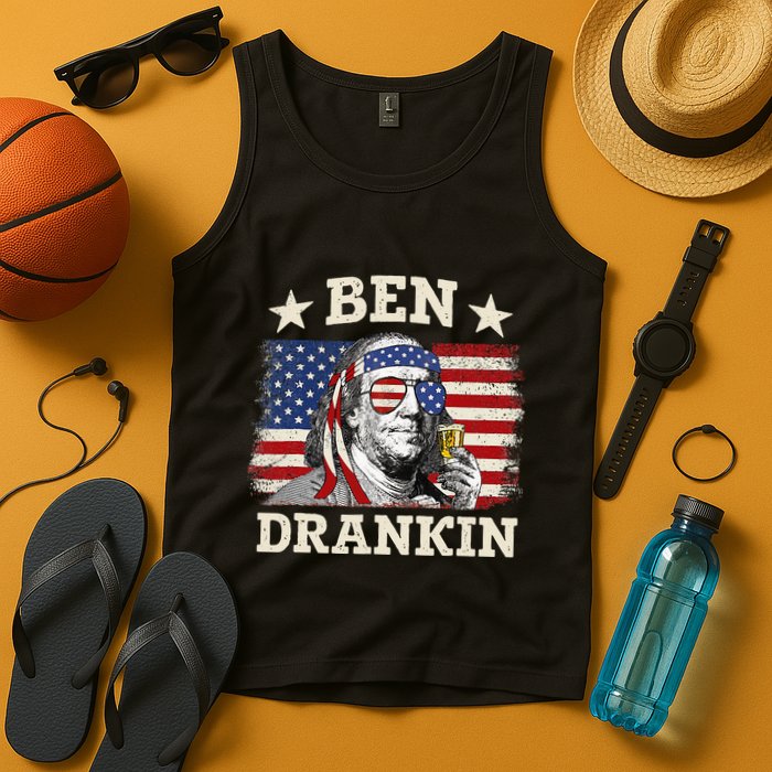 Ben Drankin Benjamin Franklin 4th Of July Funny Drinking Tank Top