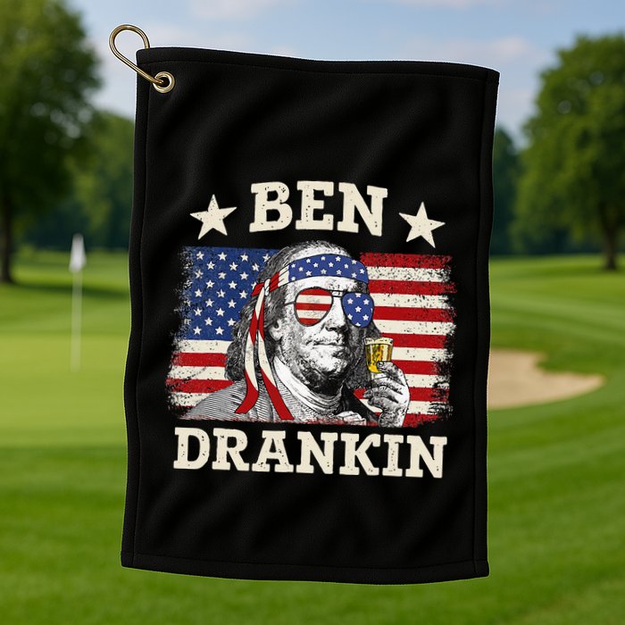 Ben Drankin Benjamin Franklin 4th Of July Funny Drinking Golf Towel