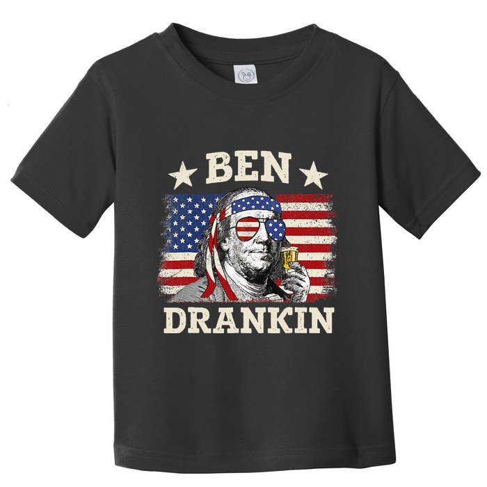 Ben Drankin Benjamin Franklin 4th Of July Funny Drinking Toddler T-Shirt
