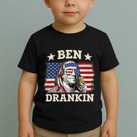 Ben Drankin Benjamin Franklin 4th Of July Funny Drinking Toddler T-Shirt