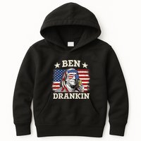 Ben Drankin Benjamin Franklin 4th Of July Funny Drinking Kids Hoodie