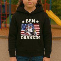 Ben Drankin Benjamin Franklin 4th Of July Funny Drinking Kids Hoodie