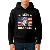 Ben Drankin Benjamin Franklin 4th Of July Funny Drinking Kids Hoodie
