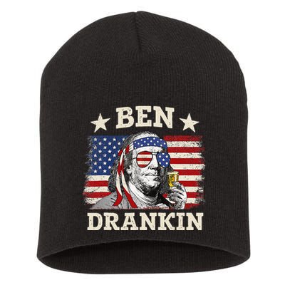 Ben Drankin Benjamin Franklin 4th Of July Funny Drinking Short Acrylic Beanie