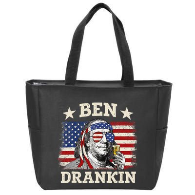 Ben Drankin Benjamin Franklin 4th Of July Funny Drinking Zip Tote Bag
