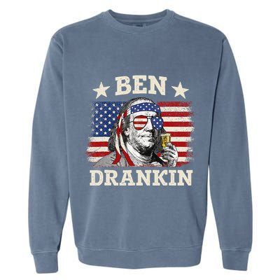 Ben Drankin Benjamin Franklin 4th Of July Funny Drinking Garment-Dyed Sweatshirt