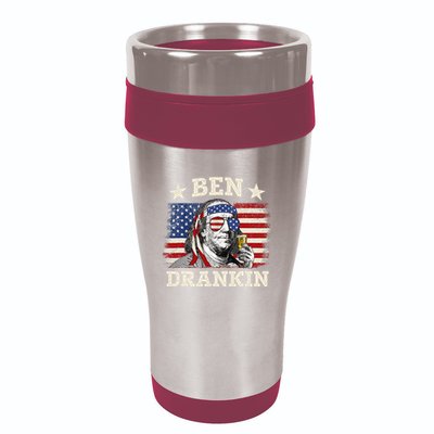 Ben Drankin Benjamin Franklin 4th Of July Funny Drinking 16oz Travel Tumbler