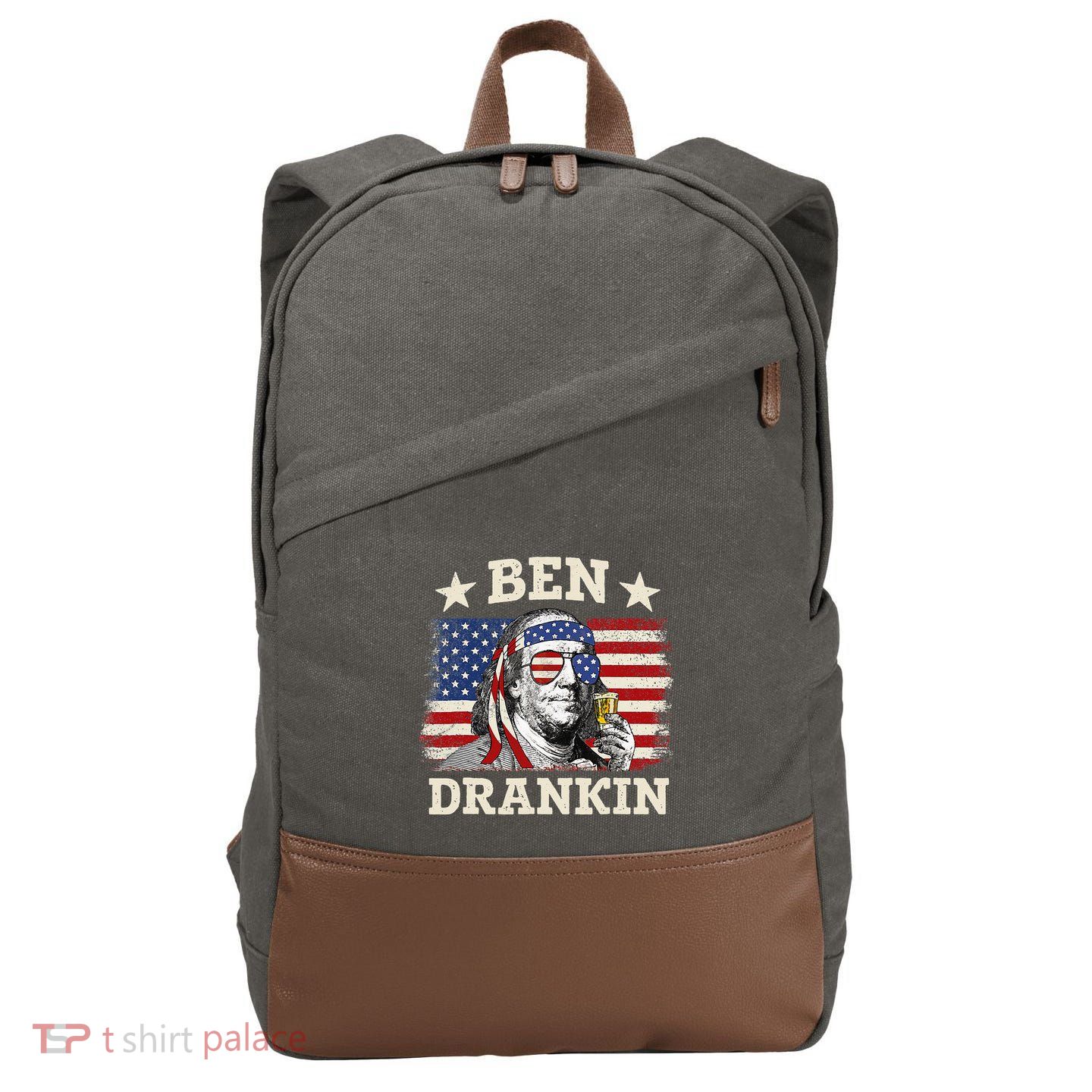 Ben Drankin Benjamin Franklin 4th Of July Funny Drinking Cotton Canvas Backpack