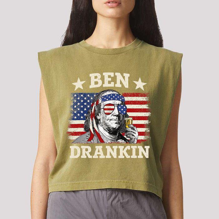 Ben Drankin Benjamin Franklin 4th Of July Funny Drinking Garment-Dyed Women's Muscle Tee