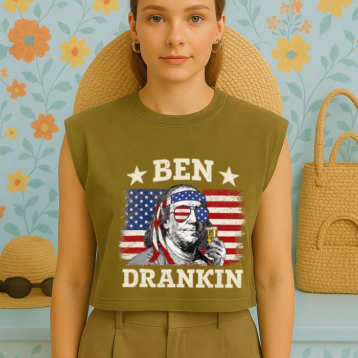 Ben Drankin Benjamin Franklin 4th Of July Funny Drinking Garment-Dyed Women's Muscle Tee