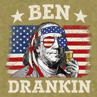 Ben Drankin Benjamin Franklin 4th Of July Funny Drinking Garment-Dyed Women's Muscle Tee