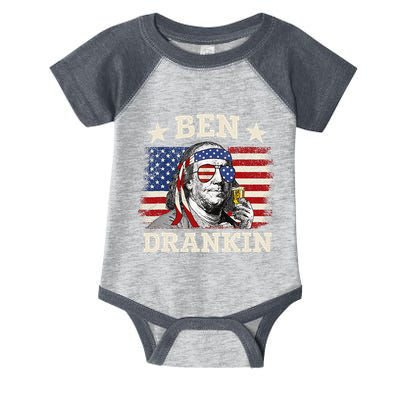 Ben Drankin Benjamin Franklin 4th Of July Funny Drinking Infant Baby Jersey Bodysuit
