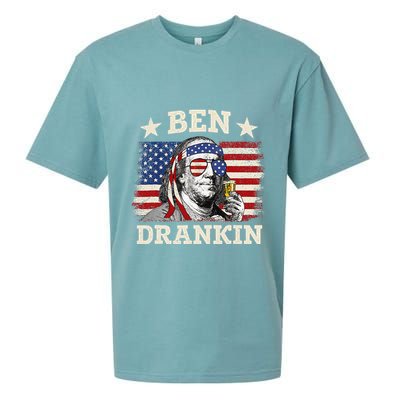 Ben Drankin Benjamin Franklin 4th Of July Funny Drinking Sueded Cloud Jersey T-Shirt