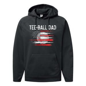 Ball Dad Baseball Dad T Ball Daddy Fathers Day Performance Fleece Hoodie