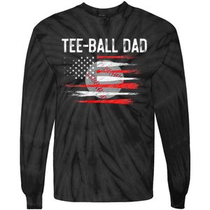 Ball Dad Baseball Dad T Ball Daddy Fathers Day Tie-Dye Long Sleeve Shirt