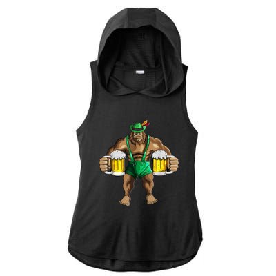 Beer Drinker Bigfoot In Leather Pants Beer Glasses Ladies PosiCharge Tri-Blend Wicking Draft Hoodie Tank