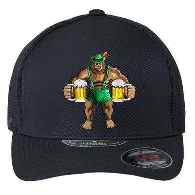 Beer Drinker Bigfoot In Leather Pants Beer Glasses Flexfit Unipanel Trucker Cap