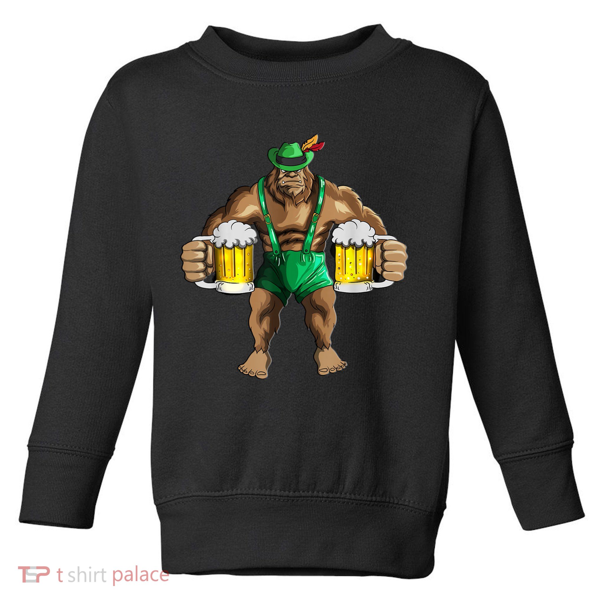 Beer Drinker Bigfoot In Leather Pants Beer Glasses Toddler Sweatshirt