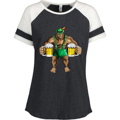 Beer Drinker Bigfoot In Leather Pants Beer Glasses Enza Ladies Jersey Colorblock Tee