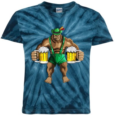 Beer Drinker Bigfoot In Leather Pants Beer Glasses Kids Tie-Dye T-Shirt