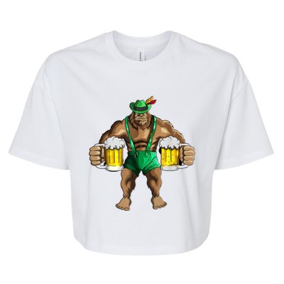 Beer Drinker Bigfoot In Leather Pants Beer Glasses Bella+Canvas Jersey Crop Tee