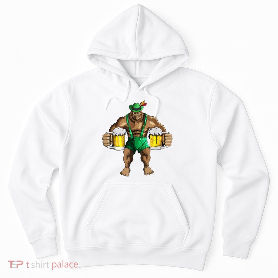 Beer Drinker Bigfoot In Leather Pants Beer Glasses Hoodie