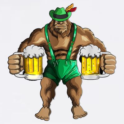 Beer Drinker Bigfoot In Leather Pants Beer Glasses T-Shirt
