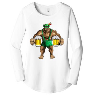 Beer Drinker Bigfoot In Leather Pants Beer Glasses Women's Perfect Tri Tunic Long Sleeve Shirt